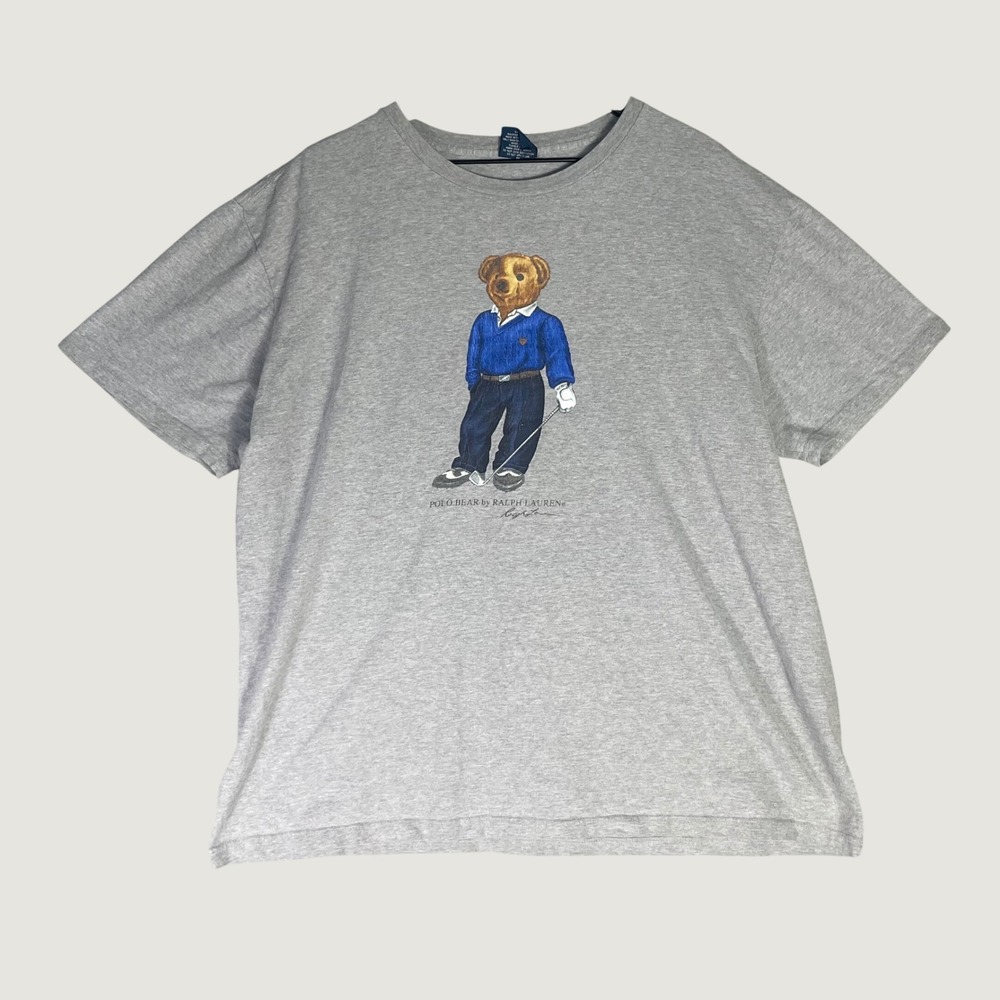 Vintage Polo Ralph Lauren Polo Bear Golf T Shirt Men's XL Gray 90s Y2K